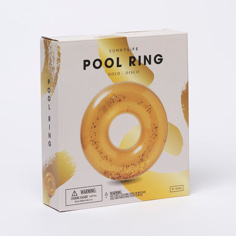 SUNNYLiFE Gold Color Inflatable Pool Ring Disco Gold - S3LPOLGO