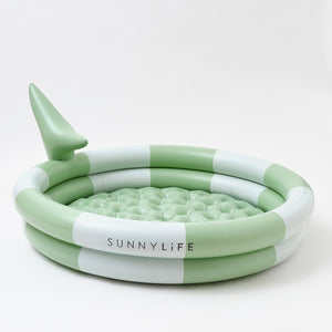 SUNNYLiFE Green Color Inflatable Backyard Pool Shark Tribe Khaki - S3PBYDST