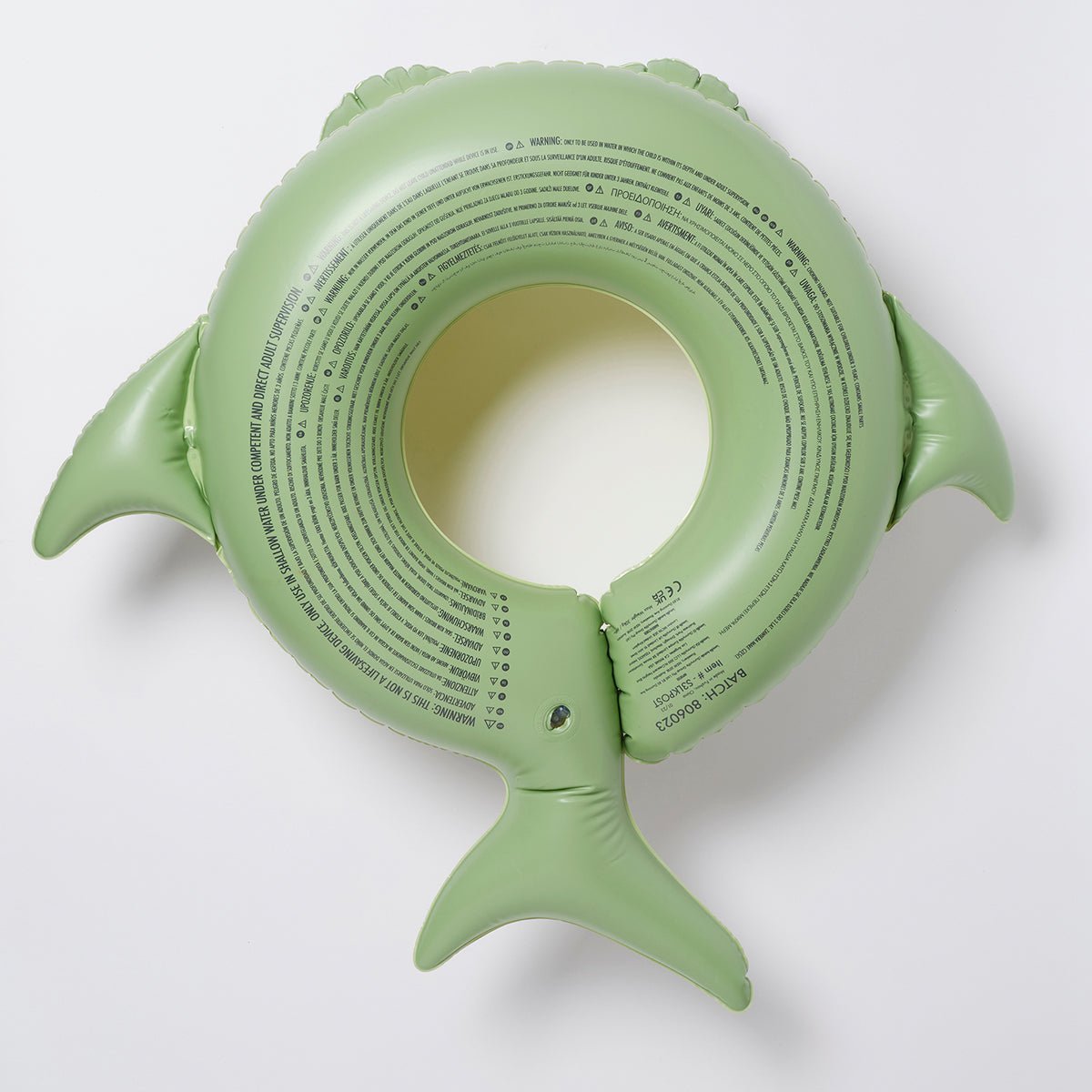 SUNNYLiFE Green Color Inflatable Kiddy Pool Ring Shark Tribe Khaki - S3LKPOST