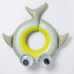 SUNNYLiFE Green Color Inflatable Kiddy Pool Ring Shark Tribe Khaki - S3LKPOST