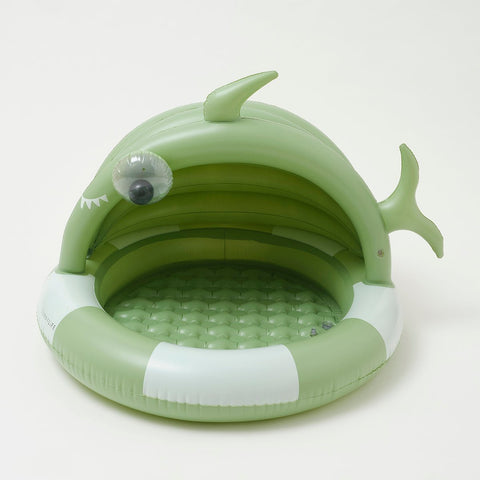 SUNNYLiFE Green Color Inflatable Kiddy Pool Shark Tribe Khaki - S3PPOOST