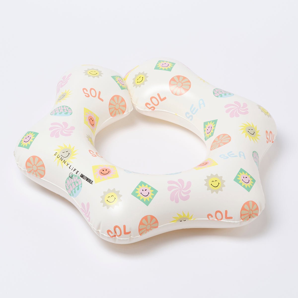 SUNNYLiFE Multicolor Inflatable Kiddy Float Ring SMILEY World Sol Sea - S3LKIDSM