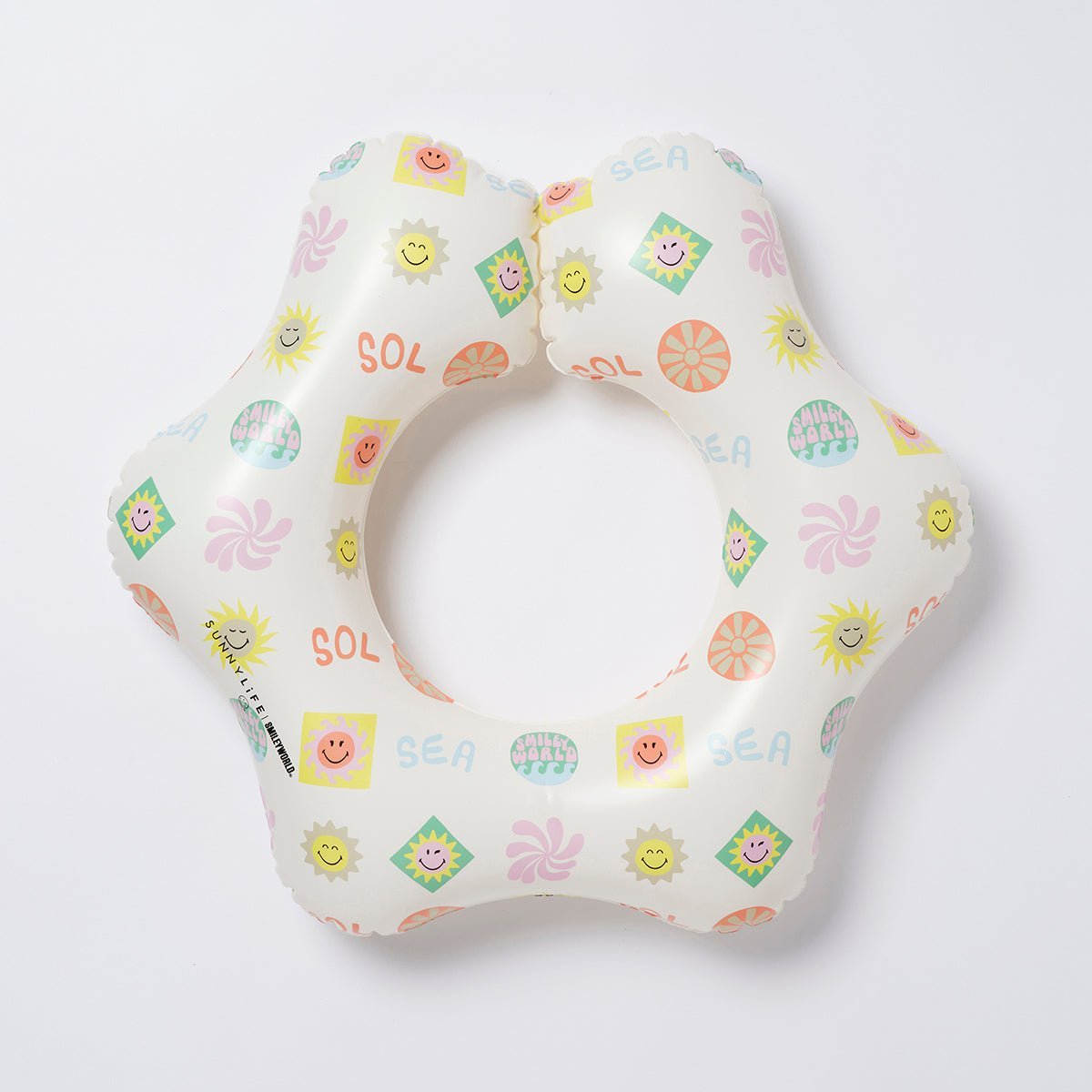SUNNYLiFE Multicolor Inflatable Kiddy Float Ring SMILEY World Sol Sea - S3LKIDSM