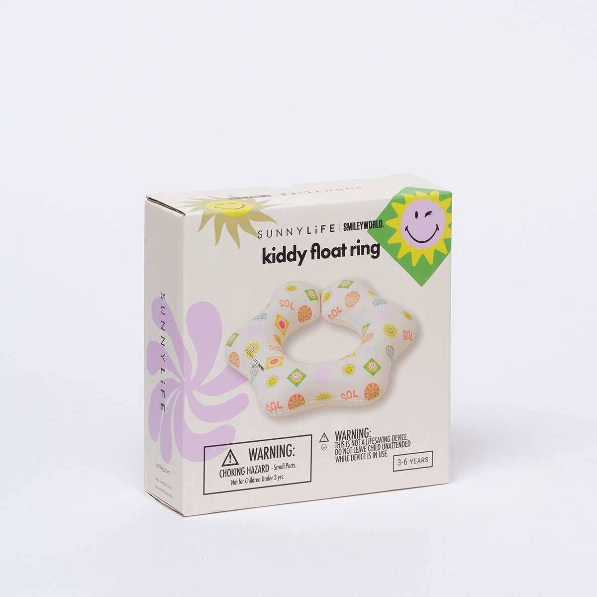 SUNNYLiFE Multicolor Inflatable Kiddy Float Ring SMILEY World Sol Sea - S3LKIDSM