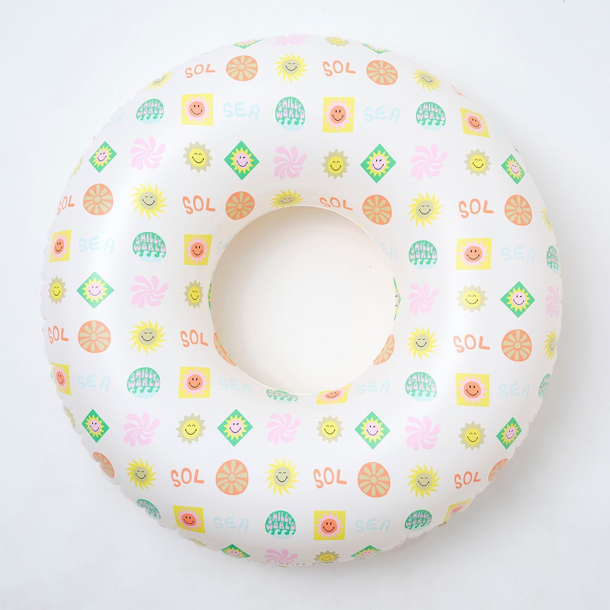 SUNNYLiFE Multicolor Inflatable Pool Ring And Ball Set SMILEY World Sol Sea - S3LPOBSM