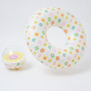 SUNNYLiFE Multicolor Inflatable Pool Ring And Ball Set SMILEY World Sol Sea - S3LPOBSM