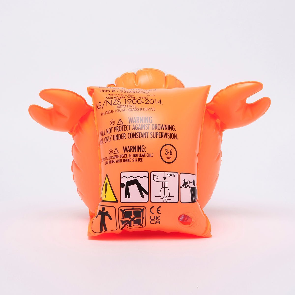 SUNNYLiFE Orange Color Inflatable Buddy Float Bands Sonny The Sea Creature - S3LARMSO