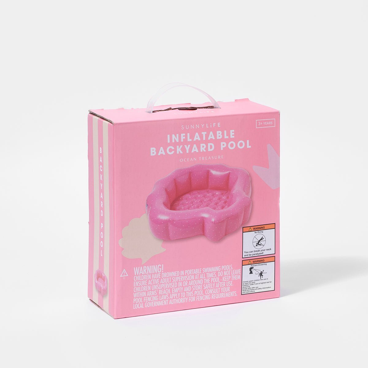SUNNYLiFE Pink Color Inflatable Backyard Pool Ocean Treasure Rose - S3PBYDOT