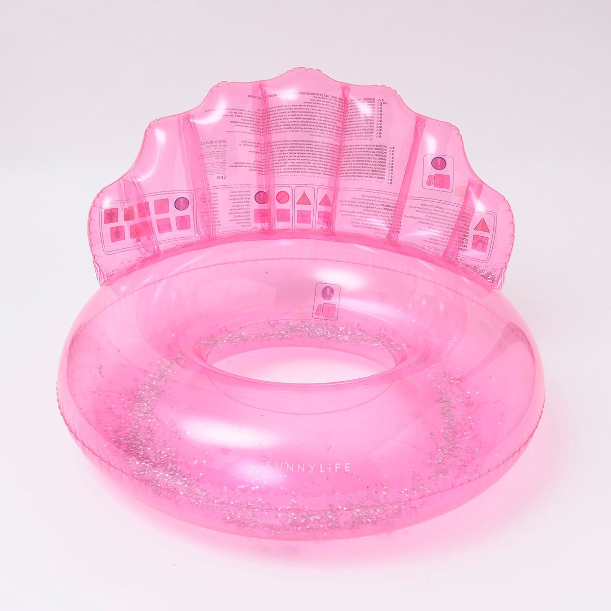 SUNNYLiFE Pink Color Inflatable Luxe Pool Ring Shell Bubblegum - S3LPOLGS