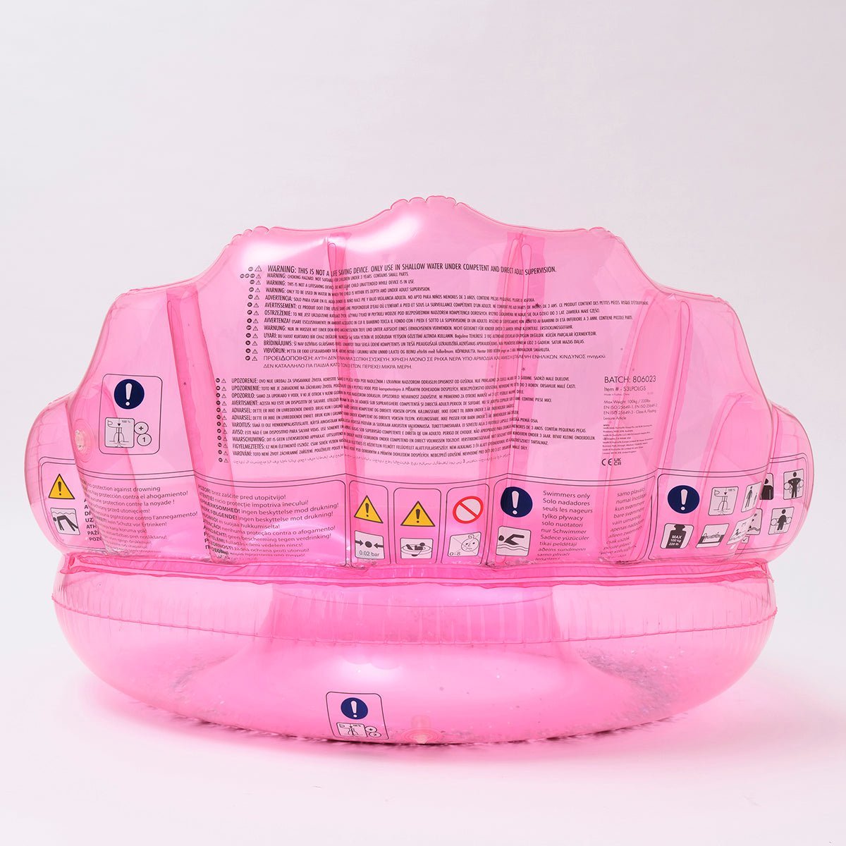 SUNNYLiFE Pink Color Inflatable Luxe Pool Ring Shell Bubblegum - S3LPOLGS