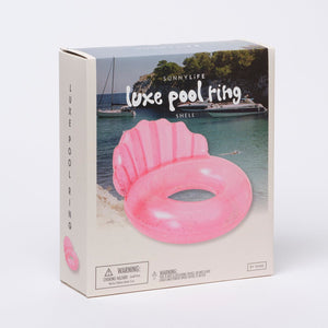 SUNNYLiFE Pink Color Inflatable Luxe Pool Ring Shell Bubblegum - S3LPOLGS