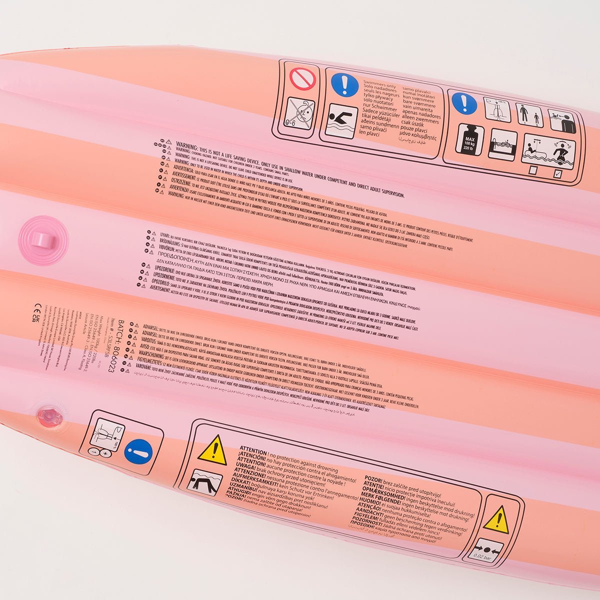 SUNNYLiFE Pink Color Inflatable Ride With Me Surfboard Float Sea Seeker Strawberry - S3LSRFSB