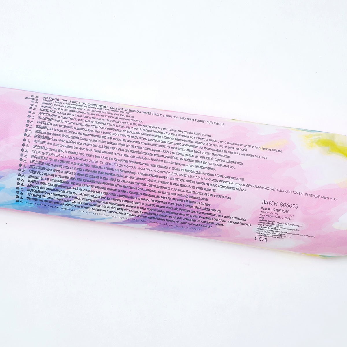 SUNNYLiFE Tie Dye Color Inflatable Pool Noodle Tie Dye Sorbet Set of 2 - S3LPNOTD