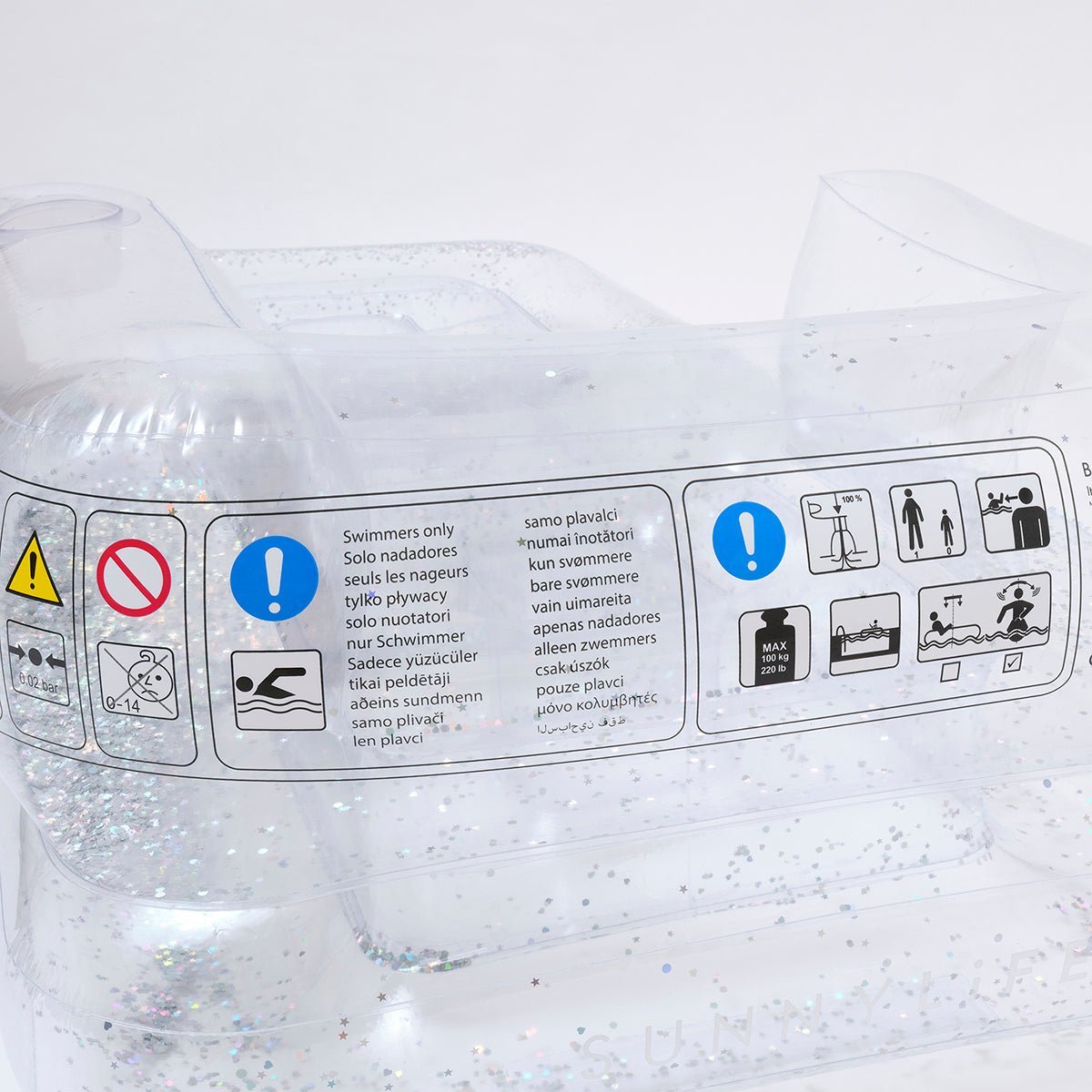 SUNNYLiFE Transparent Color Inflatable Glitter Lilo Chair - S3LLCAGL