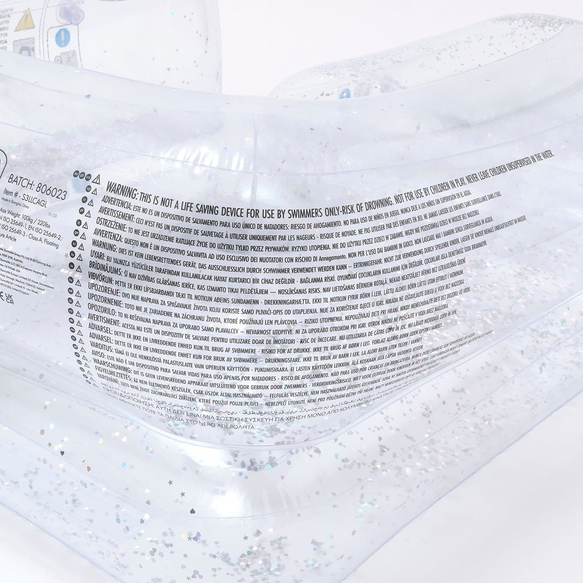 SUNNYLiFE Transparent Color Inflatable Glitter Lilo Chair - S3LLCAGL