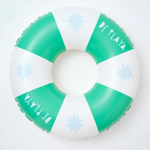 SUNNYLiFE White And Green Color Inflatable Pool Ring De Playa Esmeralda - S3LBPRDA
