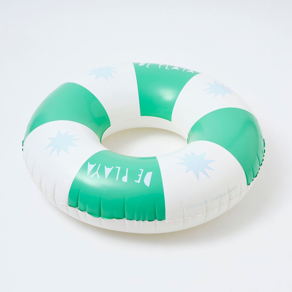 SUNNYLiFE White And Green Color Inflatable Pool Ring De Playa Esmeralda - S3LBPRDA