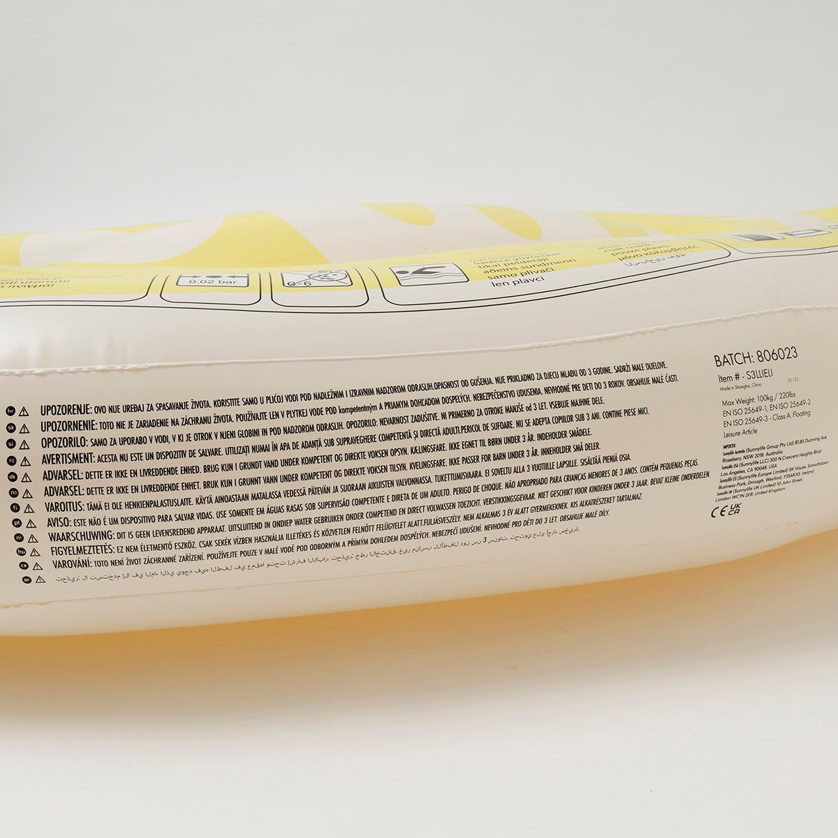 SUNNYLiFE Yellow Color Inflatable Luxe Lie-On Float Limon - S3LLIELI