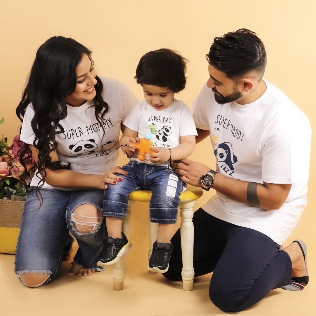 Super Parents Matching Family T Shirts- Combo Of 3 - TWTS-SPRPTS