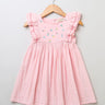 Sweetlime By As Baby pink embroidery yoke double cloth organic dress- Baby Pink - SLG-Dress-00983_12-18M