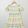 Sweetlime By AS Cotton Checkered A line Dress with smoking yoke- Multi - SLG-DRESS-00956_2-3Yrs