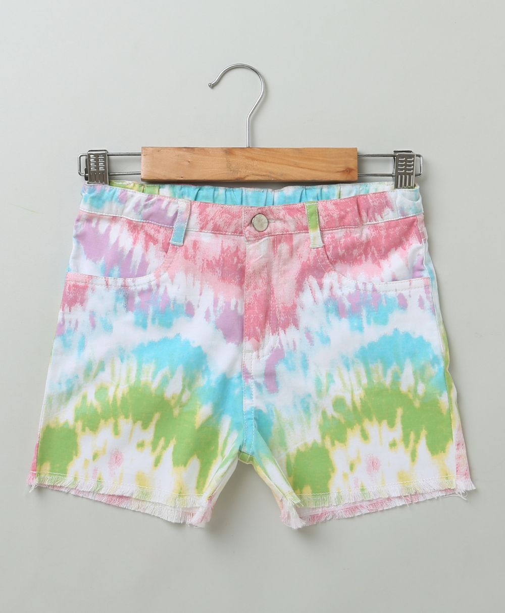 Sweetlime By AS Tie & Dye organic Cotton twill Shorts- Multi - SLG-BTM-326_3-6M