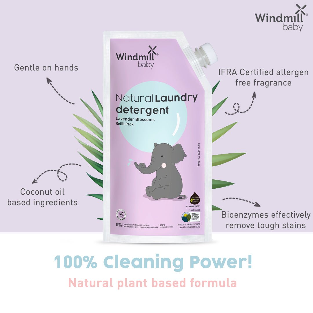 Windmill Natural Laundry Detergent Lavender Blossoms Refill Pack- 1000 ml - WMB014