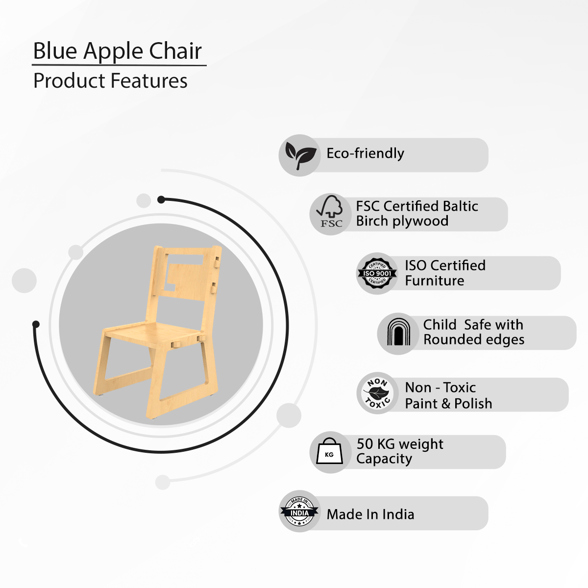 X&Y Blue Apple Chair - Natural - FG100918N