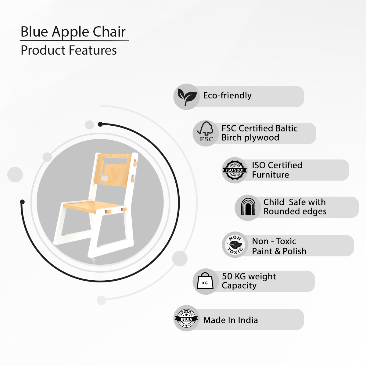 X&Y Blue Apple Chair - White - FG100918W