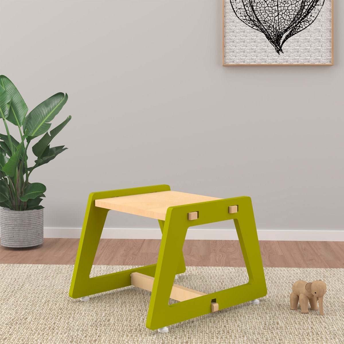 X&Y Charcoal Chikku Stool - Green - FG220918G