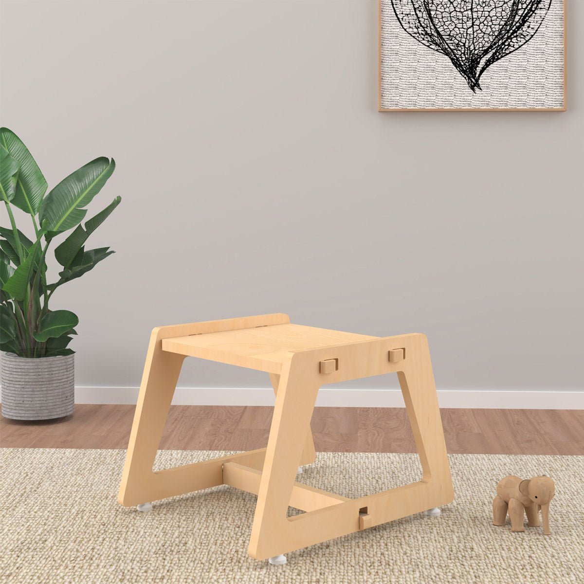 X&Y Charcoal Chikku Stool - Natural - FG220918N