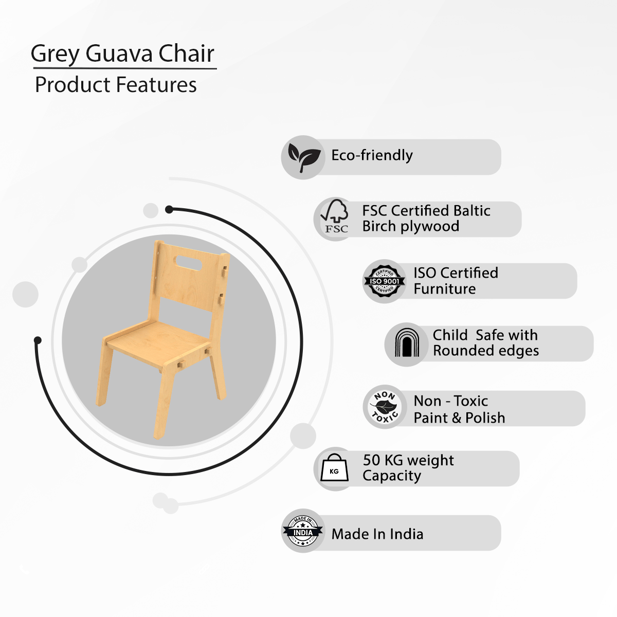 X&Y Grey Guava Chair - Natural - FG090918N
