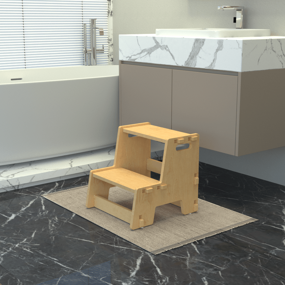 X&Y Maroon Apricot Step Stool - Natural - FG330918N