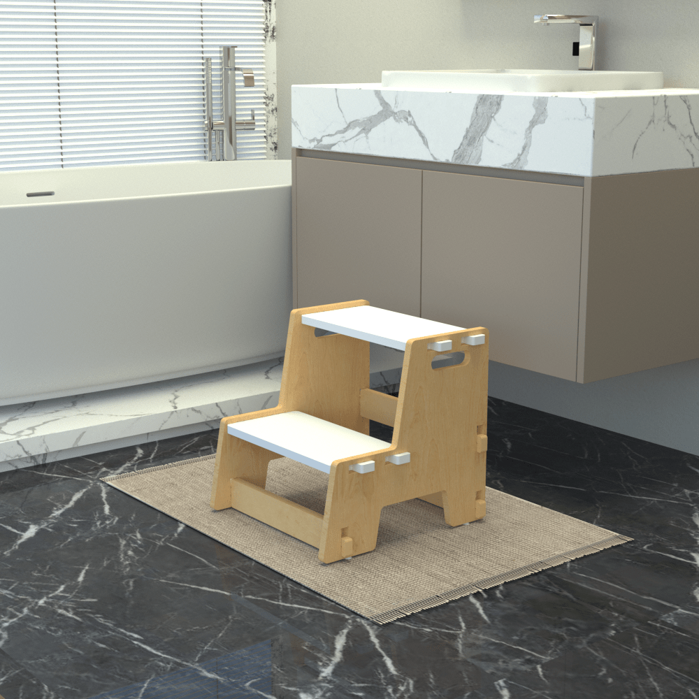 X&Y Maroon Apricot Step Stool - White - FG330918W