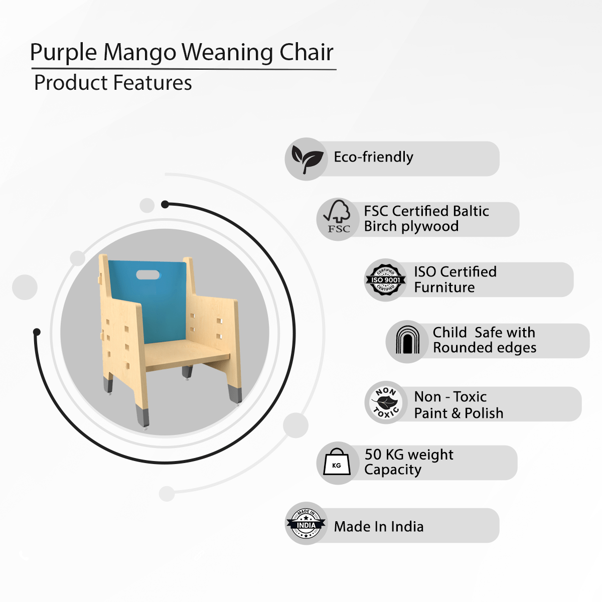 X&Y Purple Mango Weaning chair- Blue - FG120918B