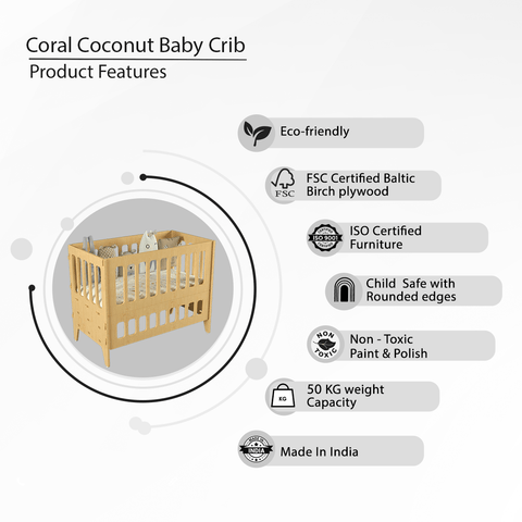 X&Y Small Coral Coconut Baby Crib - FG310918
