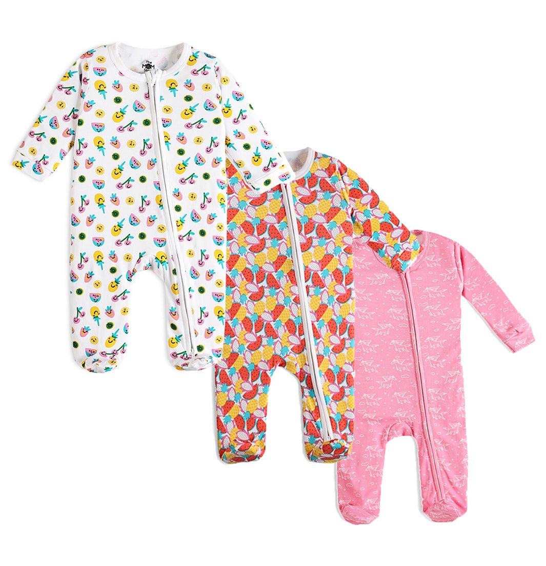 Zipper Romper Combo of 3: Fruitilicious-Berry Bites-Fairyland - ROM3-AO-FBBF-0-3
