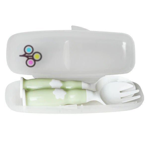 ZoLi Ergonomic Fork & Spoon Set with Travel Case - Green - BF20FSSG02