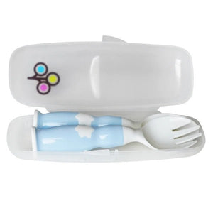 ZoLi Ergonomic Fork & Spoon Set with Travel Case - Mist Blue - BF20FSMB02